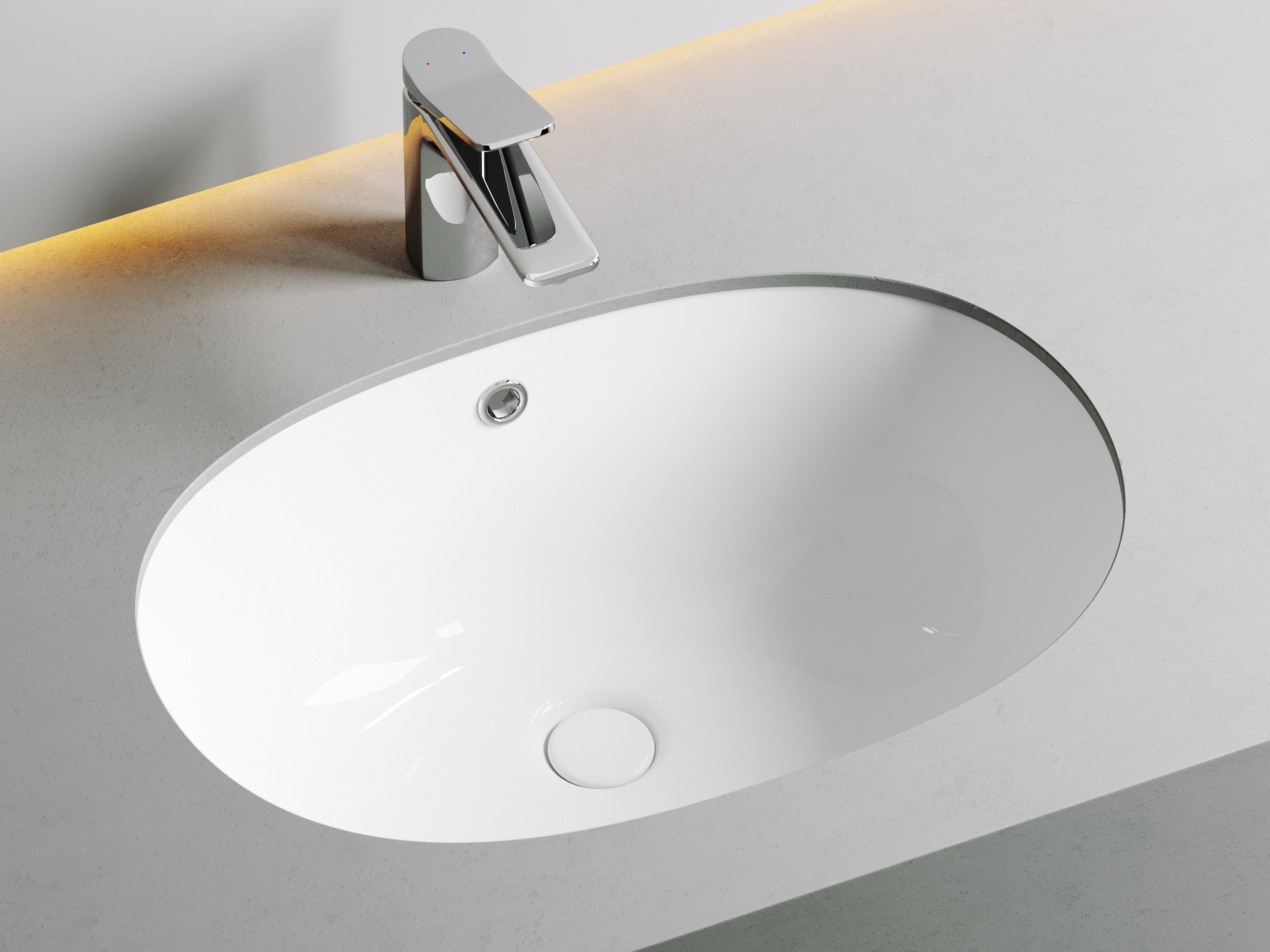 Умывальник овальный встраиваемый под столешницу Ceramicanova Element 565*385*210мм белый