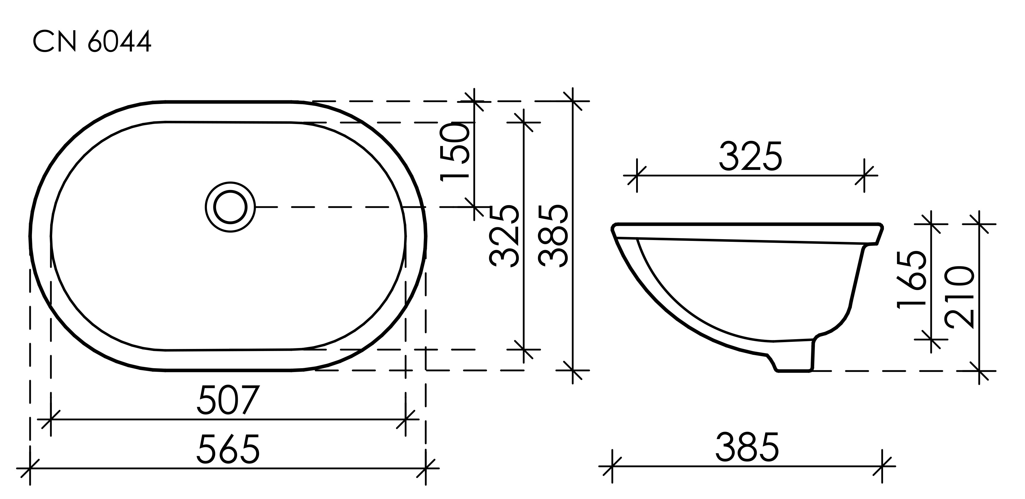 Умывальник овальный встраиваемый под столешницу Ceramicanova Element 565*385*210мм белый