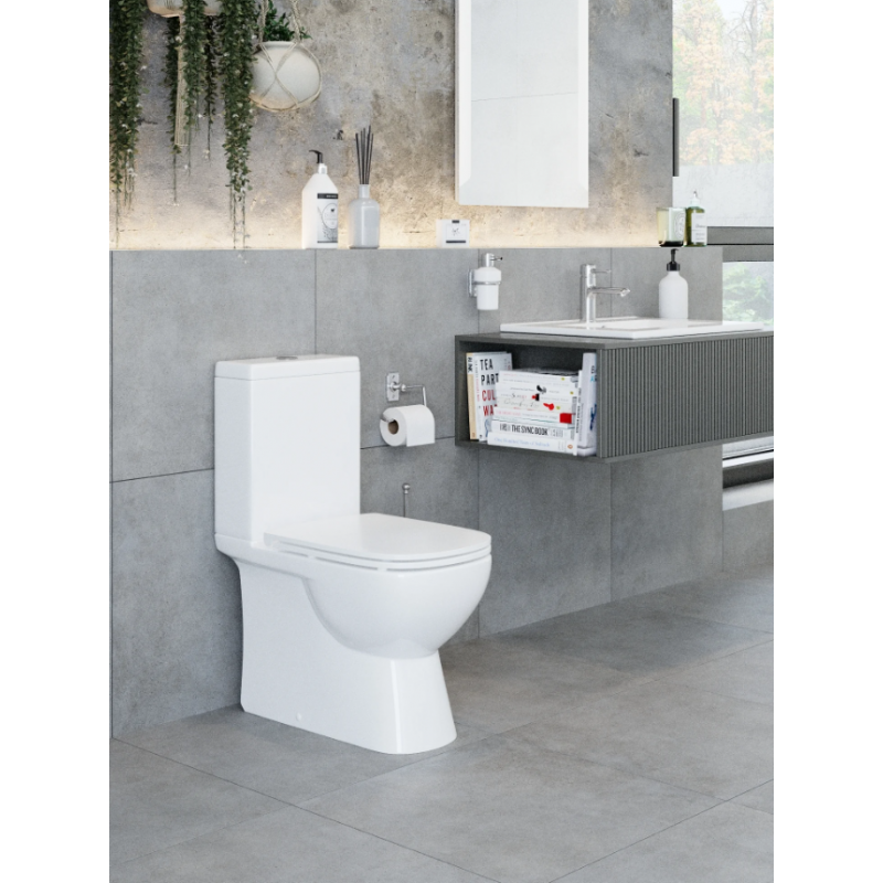 Унитаз-компакт Sanita Luxe Quadro Slim Белый, быстросъемное сиденье дюропласт soft-close