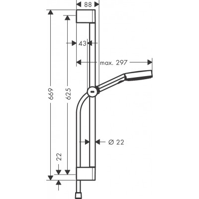 Душевой гарнитур Hansgrohe Pulsify Select S 105 3jet Relaxation EcoSmart со штангой 65 см, хром