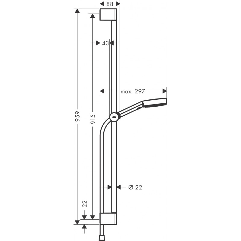 Душевой гарнитур Hansgrohe Pulsify Select S 105 3jet Relaxation со штангой 90 см, хром