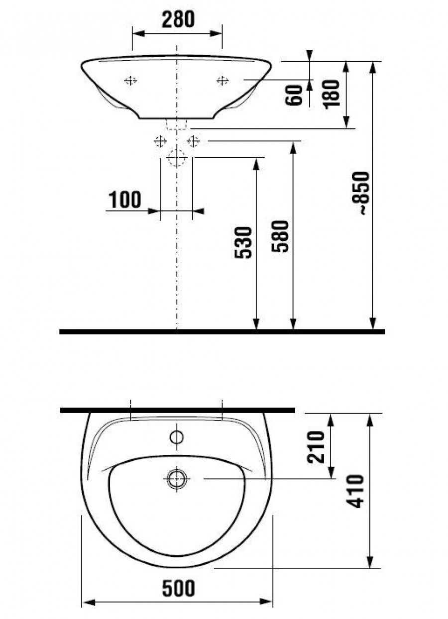 Раковина JIKA Lyra 50 1 отверстие, белая