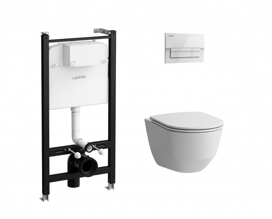 ПЭК LAUFEN Pro подвесной унитаз + инсталляция + панель смыва белая + сиденье