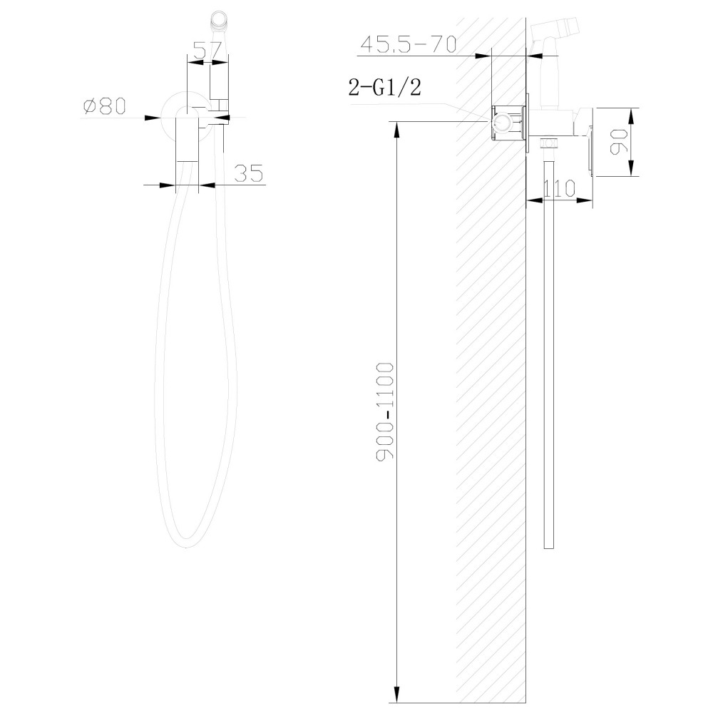 Смеситель ABBER Weiss Insel AF8025W с гигиеническим душем, белый матовый