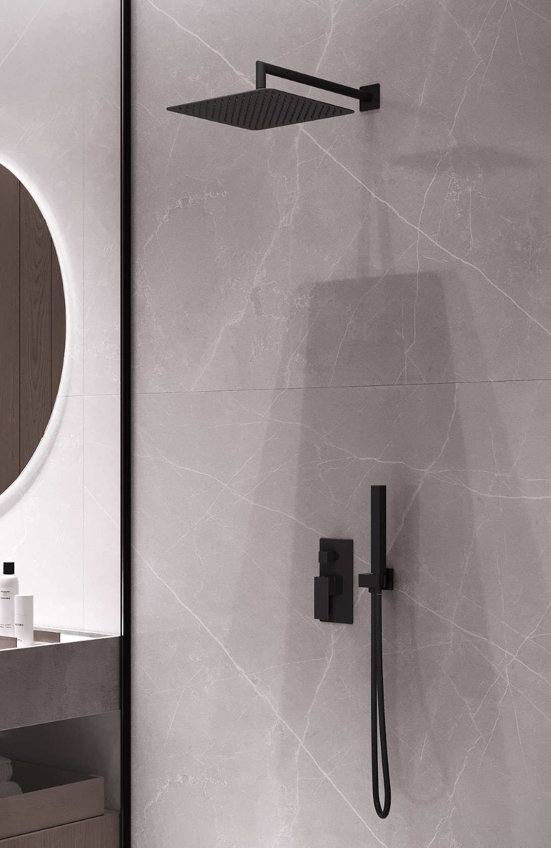 Смеситель встроенный для душа Bohema QUBIC Matt Black