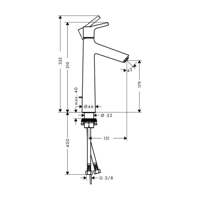 Смеситель для раковины 190, однорычажный, со сливным гарнитуром, Talis S, Hansgrohe