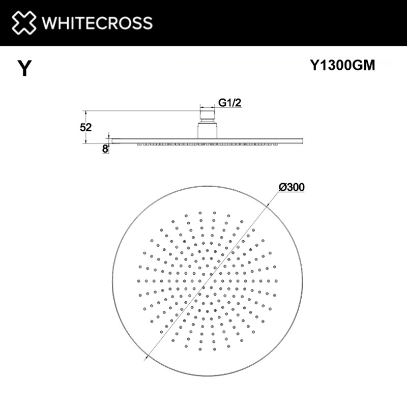 Верхний душ WHITECROSS 30см оружейная сталь