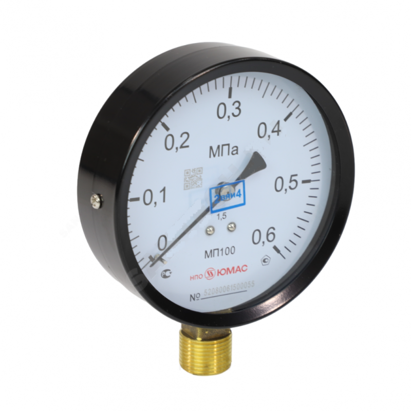 Манометр МП100 радиальный Дк100мм 0-0,6 МПа кл.1,5 G1/2" НПО ЮМАС