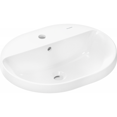 Раковина накладная Hansgrohe Xuniva U 550/450 с отверстием для смесителя и переливом, белый