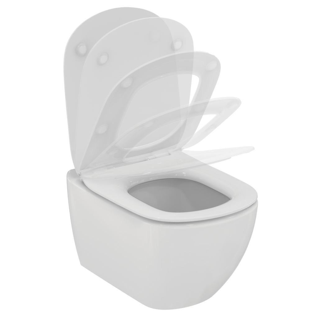 Подвесной унитаз Ideal Standard TESI AquaBlade, глубокий смыв, с крепежом, сидение тонкое с микролифтом