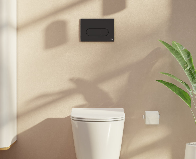 Панель смыва Vitra Root Round, черная матовая