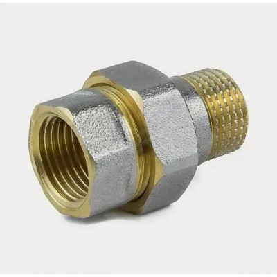 Соединитель латунь никель американка Ду 15 (1/2") прямой ВР/НР 9013 ГОСТ 32585-2013 Aquasfera 9013-01