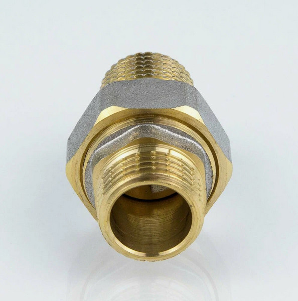 Соединитель латунь никель американка Ду 20 (3/4") прямой НР/НР 9014 ГОСТ 32585-2013 Aquasfera 9014-02