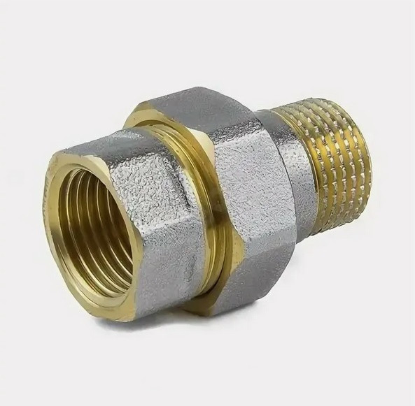 Соединитель латунь никель американка Ду 20 (3/4") прямой ВР/НР 9013 ГОСТ 32585-2013 Aquasfera 9013-02
