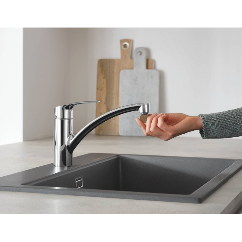 Смеситель однорычажный для мойки Grohe Eurosmart, низкий излив, хром