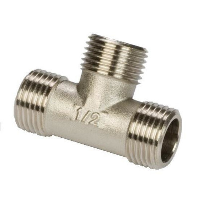 Тройник латунь никель Ду 15 (1/2") НР/НР/НР SantechSystems