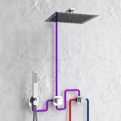 Встраиваемый комплект для душа WasserKRAFT Nuthe, верхней душевой насадкой и лейкой, черный матовый