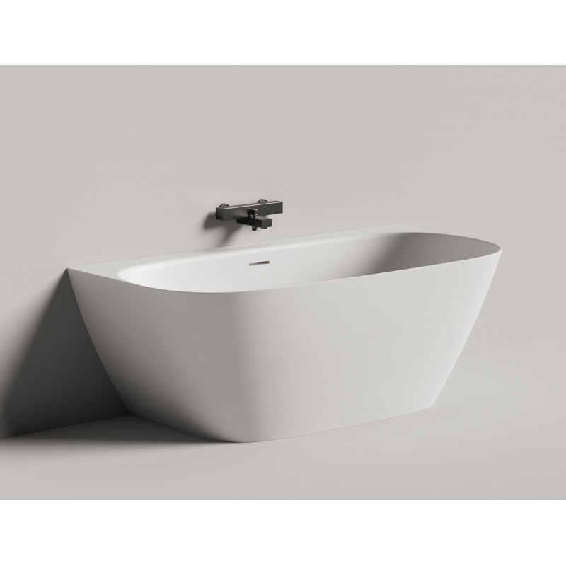 Пристенная ванна Salini SOFIA WALL 160x80 S-Sense, глянцевая белая, донный клапан без логотипа