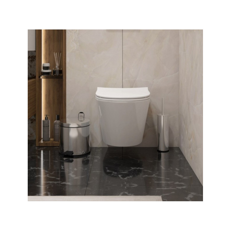 Комплект Унитаз подвесной Qwelle + Инсталляция Geberit Duofix Delta 458.163.21.1 с кнопкой смыва, хром
