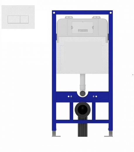 Инсталляция для подвесного унитаза Quwelle Pro 1150x525x110 с клавишей Quadra белая
