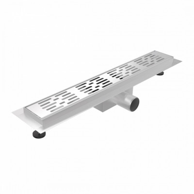 Трап для душа с гидрозатвором горизонтальный выпуск Quwelle Steel 10х50 c решеткой нержавеющая сталь