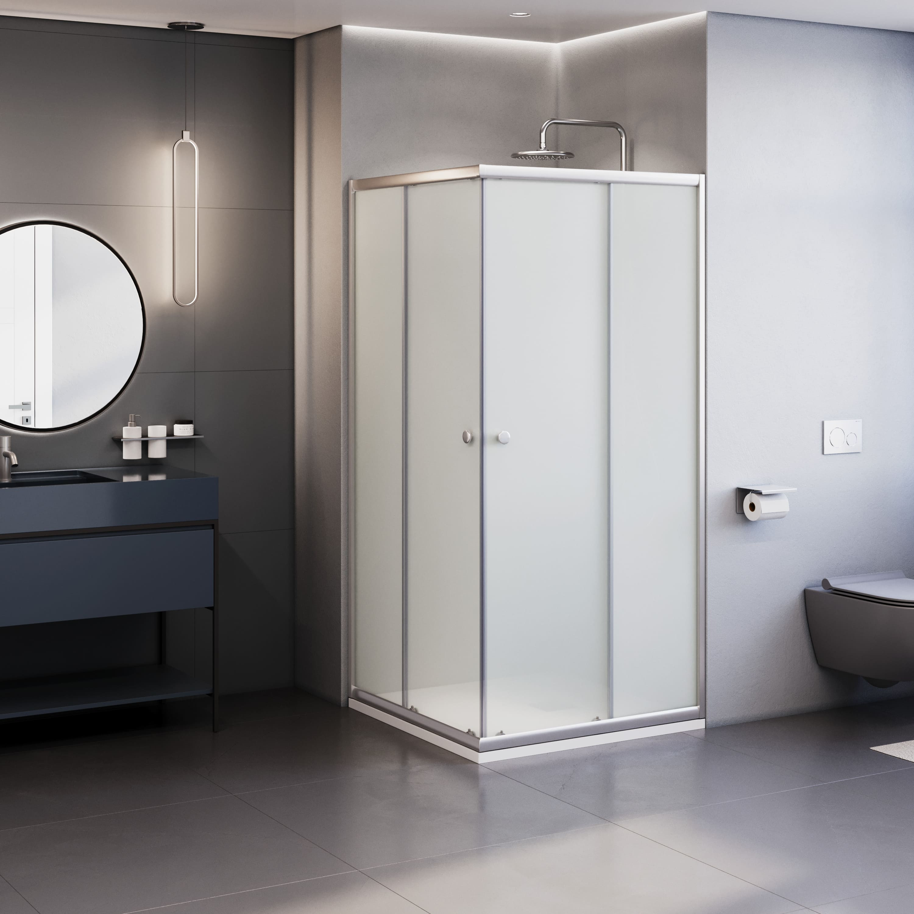 Душевой уголок 90x90x185см RGW TN-206-J, стекло матовое, профиль хром