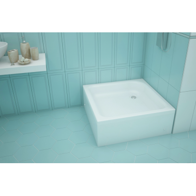 Акриловый душевой поддон 90x90x30 Quwelle Квадрат 30, с каркасом, экраном и сифоном