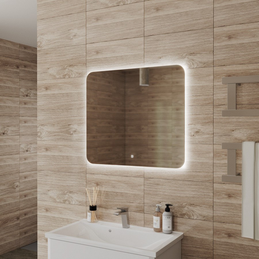 Зеркало настенное с LED подсветкой QuWelle Halo 80x70 Sensor