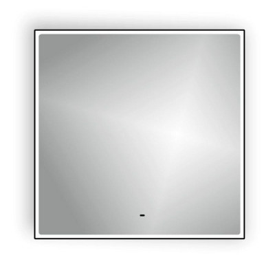 Зеркало настенное с LED подсветкой QuWelle Halo Black frame 80x80 с ИК включателем