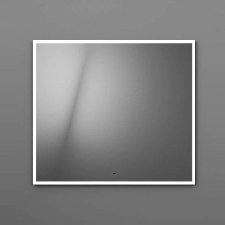 Зеркало настенное с LED подсветкой QuWelle Halo Black frame 80x80 с ИК включателем