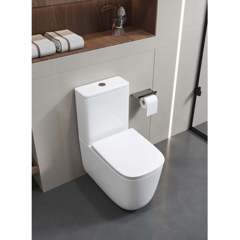 Унитаз-компакт безободковый Aquatek Optima Plus Square с сиденьем микролифт, белый, AQ4451-00