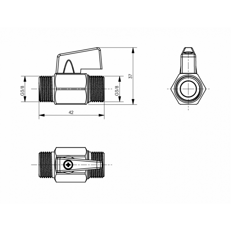 Мини-шаровой кран 3/8" для TOTO WASHLET&reg;, для использования с TeceProfil