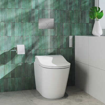 Комплект Крышка-биде TOTO WASHLET® RW с хромированной отделкой, с пультом ДУ, с унитазом, с инсталляцией Teceprofil
