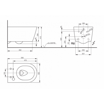 Комплект Крышка-биде TOTO WASHLET® RW с хромированной отделкой, с пультом ДУ, с унитазом, с инсталляцией Teceprofil
