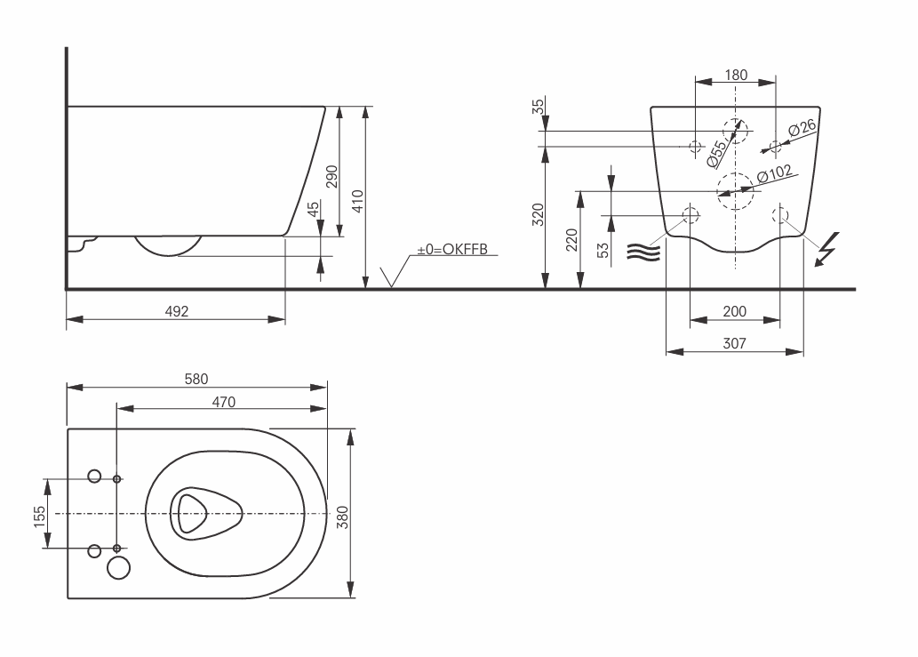 Комплект Крышка-биде TOTO WASHLET® RW с хромированной отделкой, с пультом ДУ, с унитазом, с инсталляцией Teceprofil