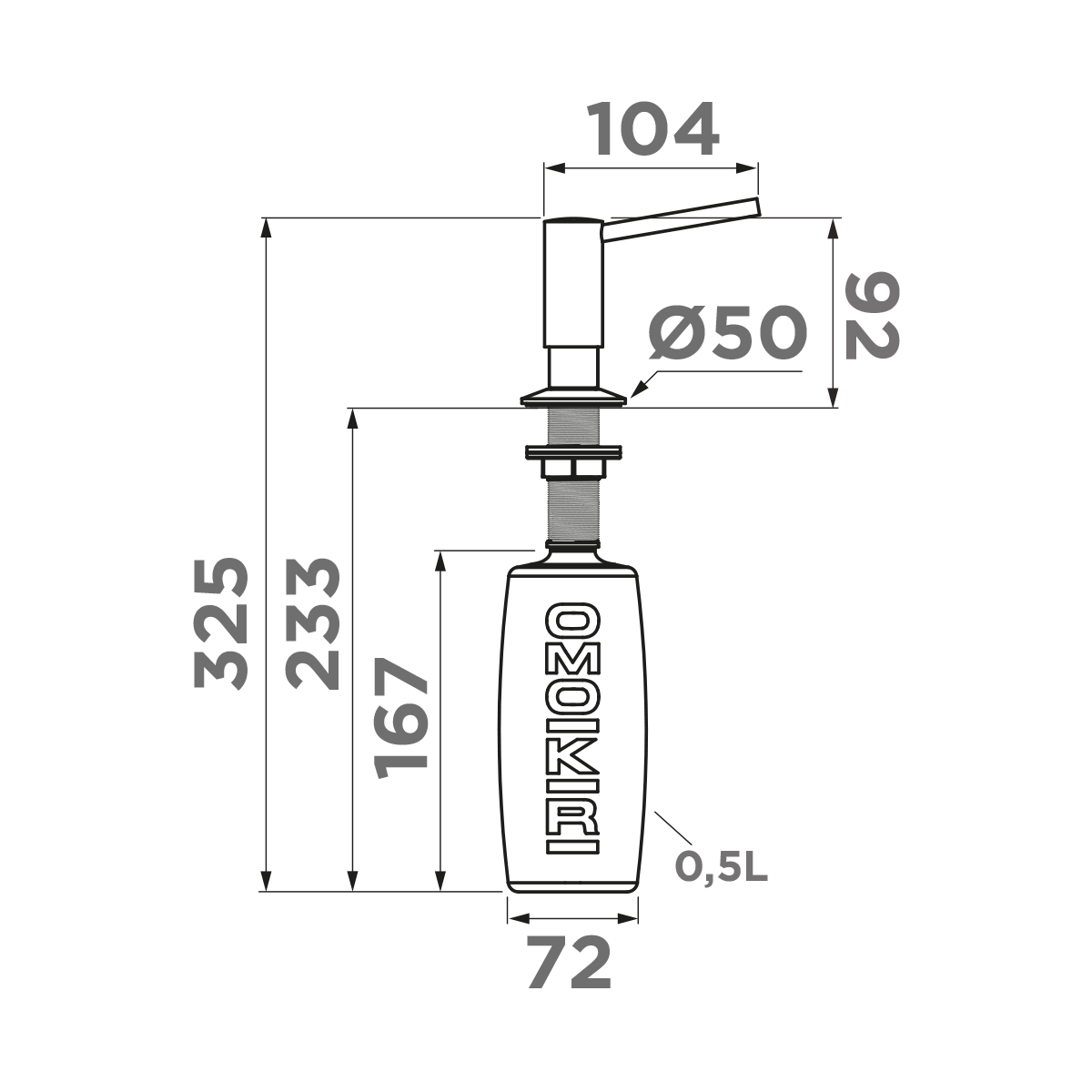 Дозатор для мыла темный шоколад, Omoikiri, Modern Dispenser OM-02-DC