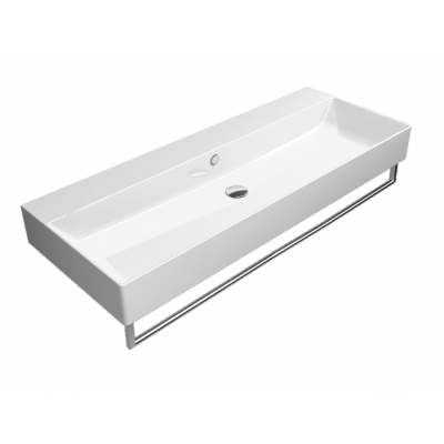 Раковина GSI Kube X 120x47см White glossy, без отверстия под смеситель, навесная, накладная, белая