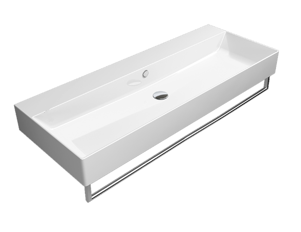 Раковина GSI Kube X 120x47см White glossy, без отверстия под смеситель, навесная, накладная, белая