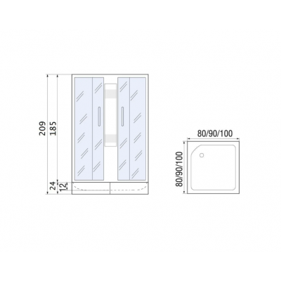 Душевое ограждение 80x80x185 River Morava XL 80/24 MT без поддона, профиль хром, стекло матовое