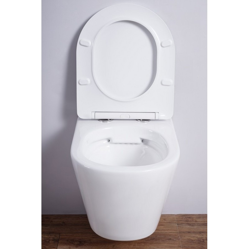 Унитаз подвесной безободковый с микролифтом, Esbano, CLAVEL (White)