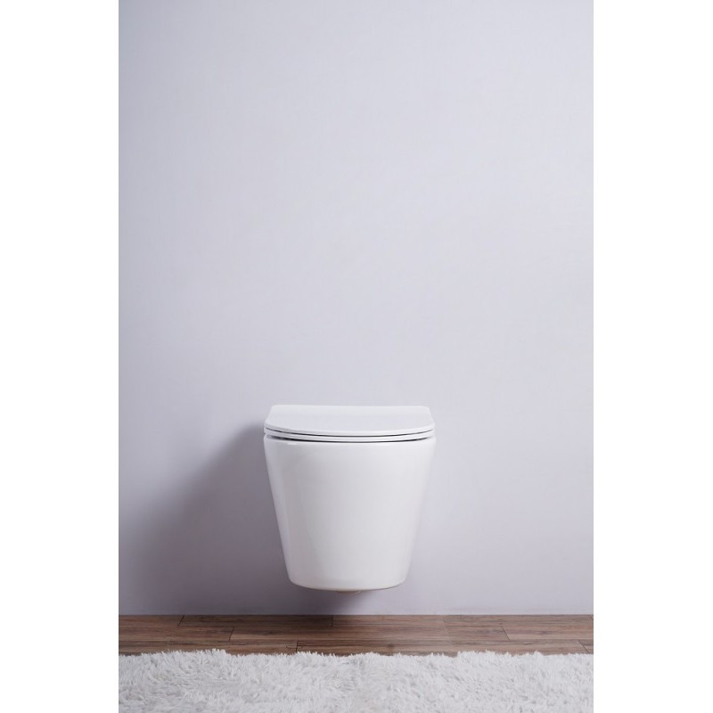 Унитаз подвесной безободковый с микролифтом, Esbano, CLAVEL (White)