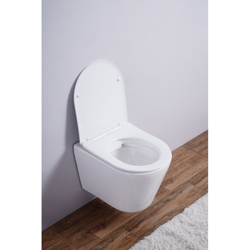 Унитаз подвесной безободковый с микролифтом, Esbano, CLAVEL (White)