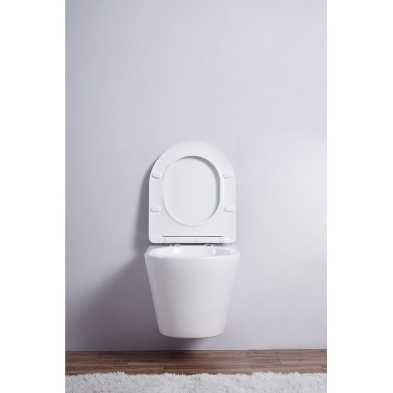 Унитаз подвесной безободковый с микролифтом, Esbano, CLAVEL (White)