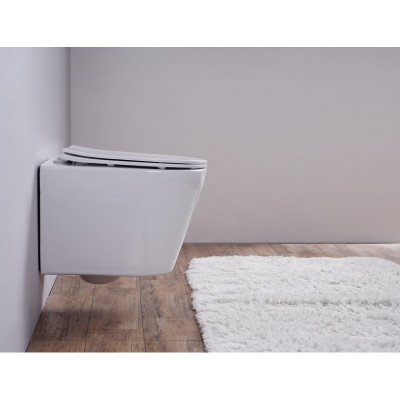 Унитаз подвесной безободковый с микролифтом, Esbano, CLAVEL (White)