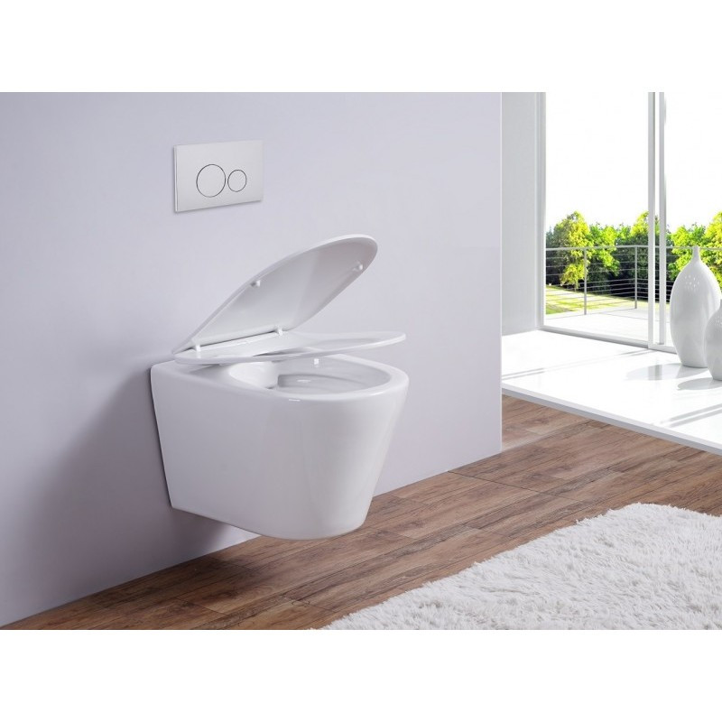 Унитаз подвесной безободковый с микролифтом, Esbano, CLAVEL (White)