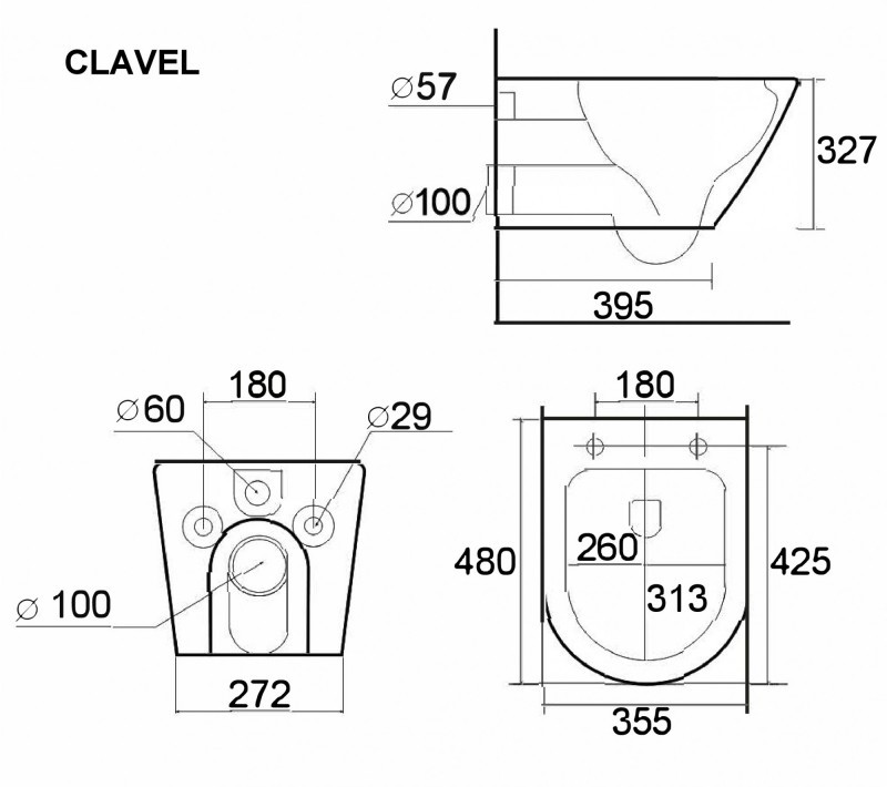 Унитаз подвесной безободковый с микролифтом, Esbano, CLAVEL (White)