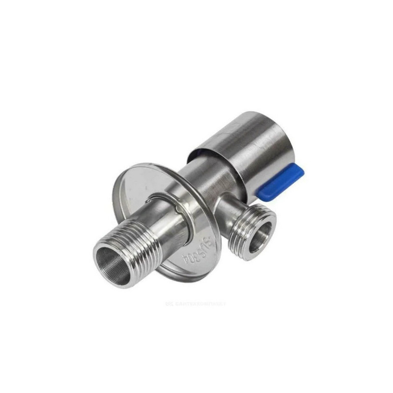 Кран шаровой латунный бытовой угловой G1/2" Ру10 НР с отражателем SantechSystems