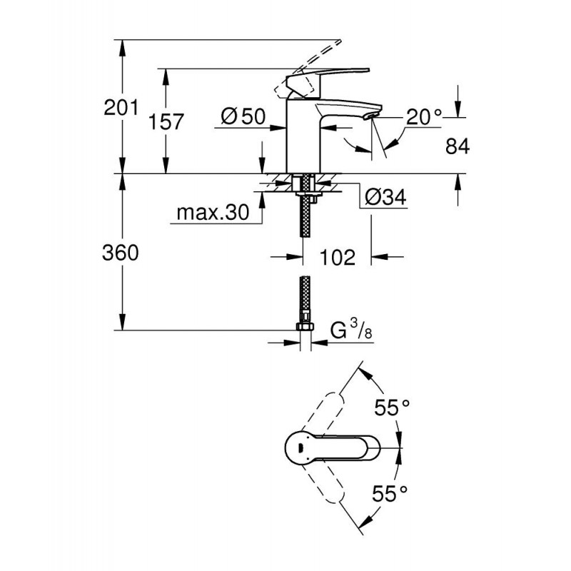 Смеситель для раковины GROHE Eurostyle Cosmopolitan S-size, хром