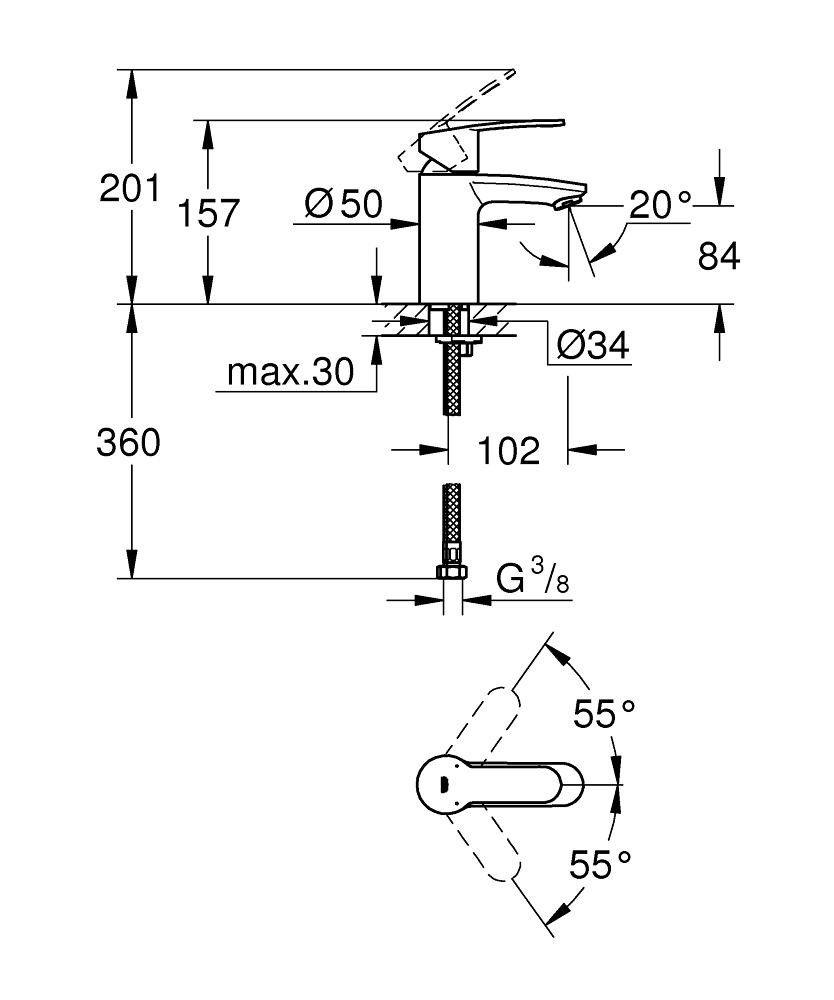 Смеситель для раковины GROHE Eurostyle Cosmopolitan S-size, хром