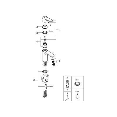 Смеситель для раковины GROHE Eurostyle Cosmopolitan S-size, хром